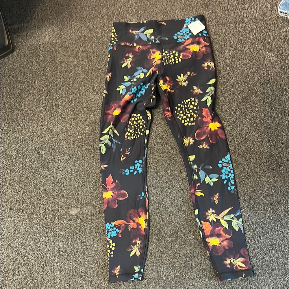 Lole Black and Red Leggings with Vibrant Butterfly Design